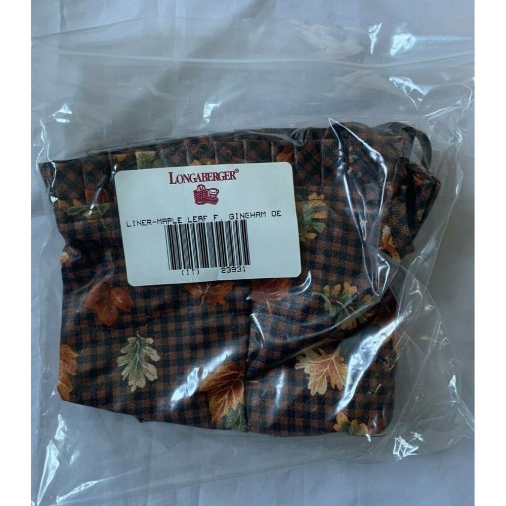 Longaberger Maple Leaf F Gingham Basket Over the Edge Liner 23931 New in bag